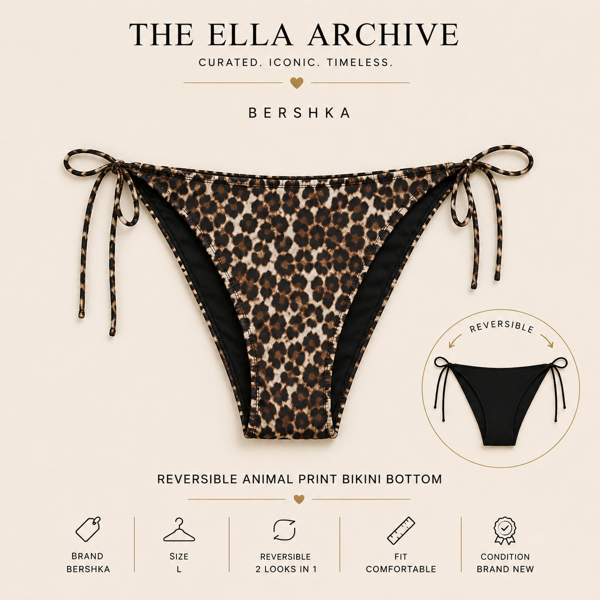 Bershka Reversible Animal Print Bikini Bottom